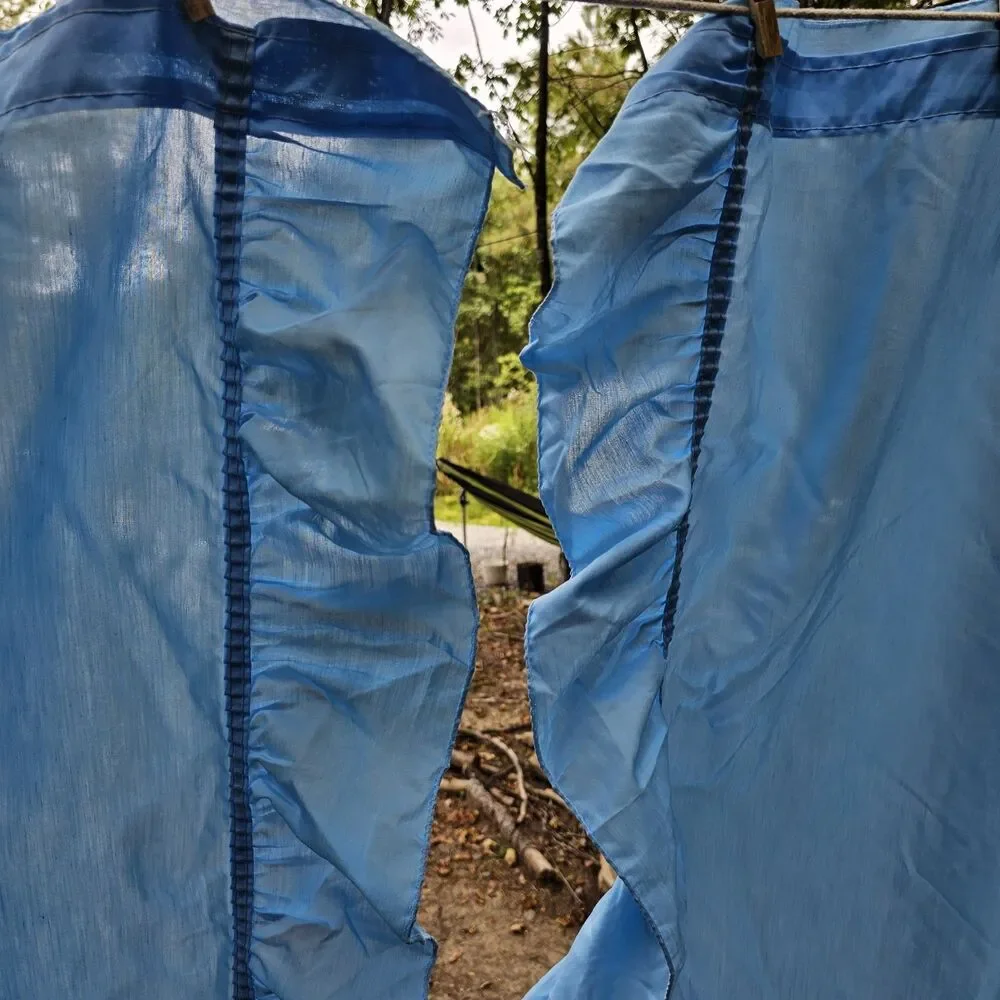 Vintage Sears 1970s–80s Light Blue Ruffled Curtain Panels Pair 41